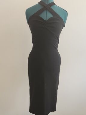 🦩Rock Steady Pin Up Black Wiggle Dress Sz M